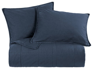 Stonewashed Cotton Canvas Coverlet Set, 3 Piece, Denim, King