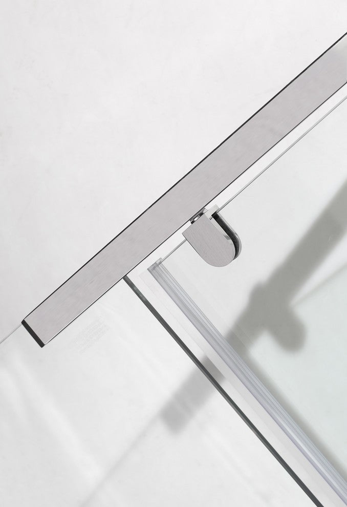 Aston 48"x35" Semi-Frameless Shower Enclosure, Stainless With Left Shower Base