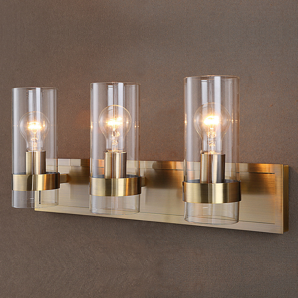 Uttermost Cardiff Antique Brass 3-Light Vanity