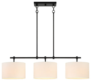 41'' W 3-Light Black Kitchen Island Chandelier With White Drum Shades