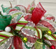 Merry Christmas Red and Green Striped Ribbon Wreath Handmade Deco Mesh 28"