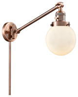 Beacon 1-Light Swing Arm Light, Antique Copper, Glass: Matte White Cased