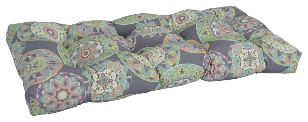 42"X19" Polyester Outdoor Tufted Loveseat Cushion, Cera Sterling