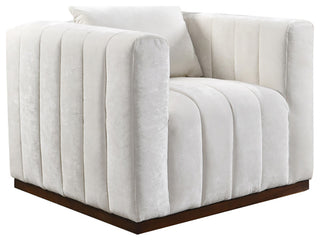 Upton Lounge Chair in Ivory Multi-Weave Fabric with Toss Pillow