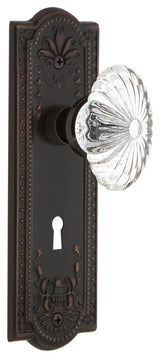 Meadows With Keyhole Double Dummy Oval Fluted Crystal Knob