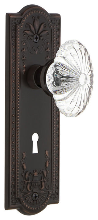 Meadows With Keyhole Double Dummy Oval Fluted Crystal Knob