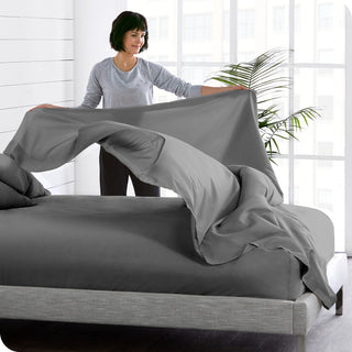 Bare Home Microfiber Flat / Top Sheet, Gray, Queen