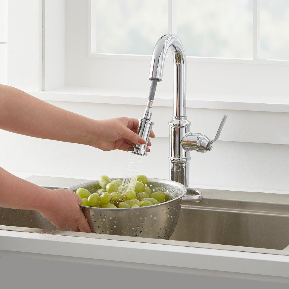 Kinzie Single Handle Pull-Down Prep Faucet, Chrome
