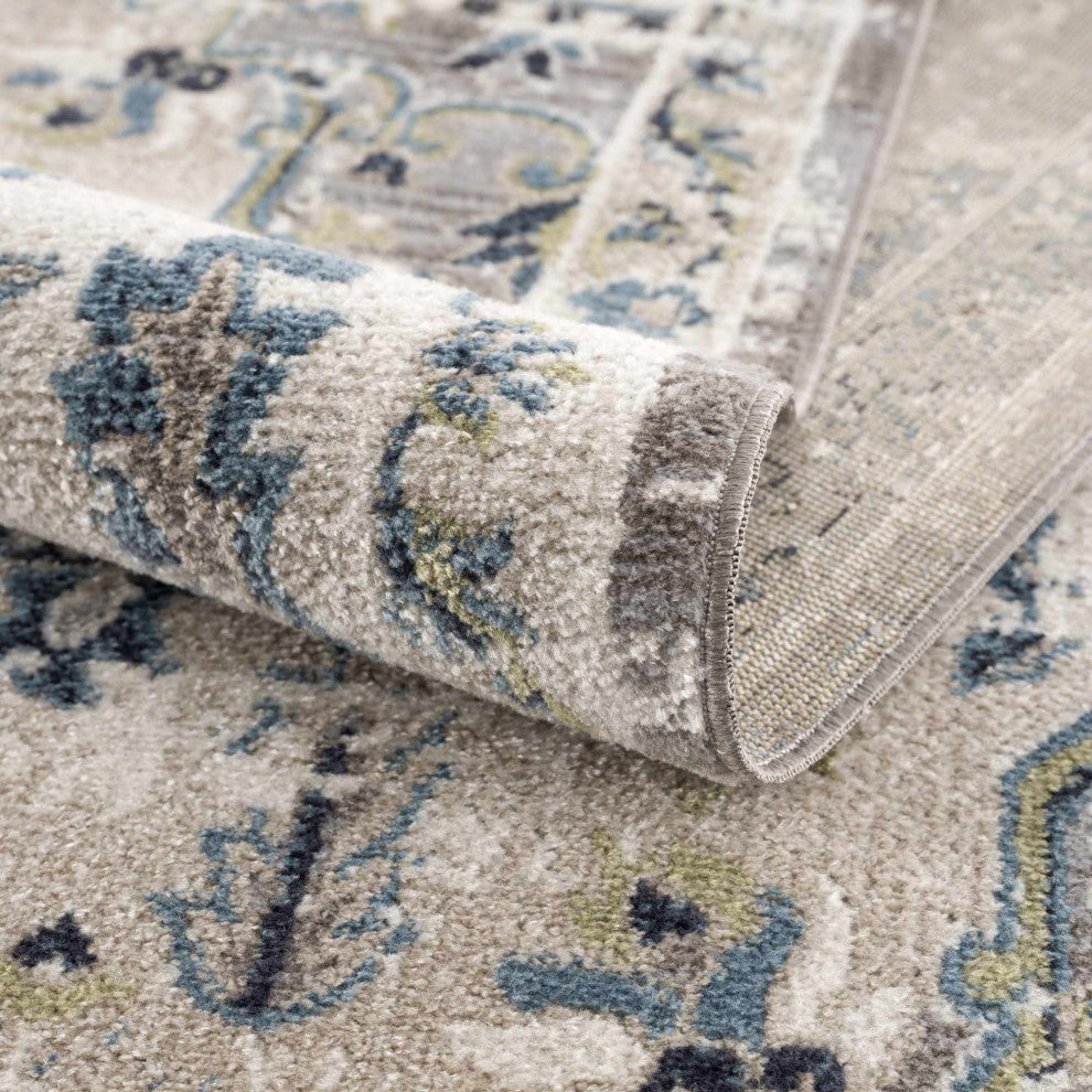 Hauteloom Cabacungan Gray & Blue Washable Area Rug, 2'7"x7'3" Runner