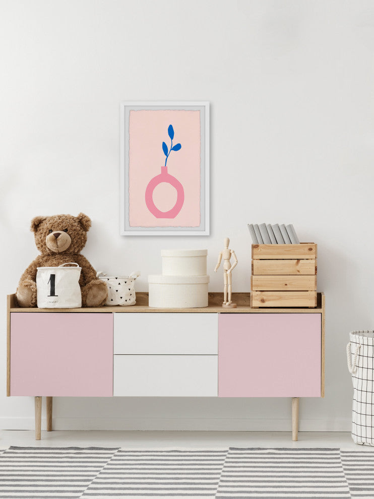 "Pink Cutout Vase" Framed Painting Print, 16x24