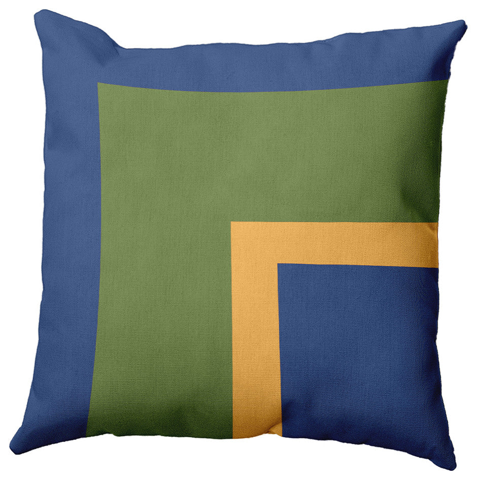 Bold Blocks Polyester Indoor/Outdoor Pillow, Nautical Navy, 18"x18"