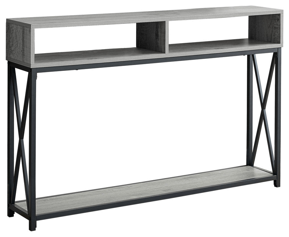 47" Gray And Black Frame Console Table With Storage