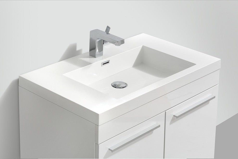 Aquamoon Ocean Modern Bathroom Vanity Set, White, 31 1/4", Milan Chrome Faucet
