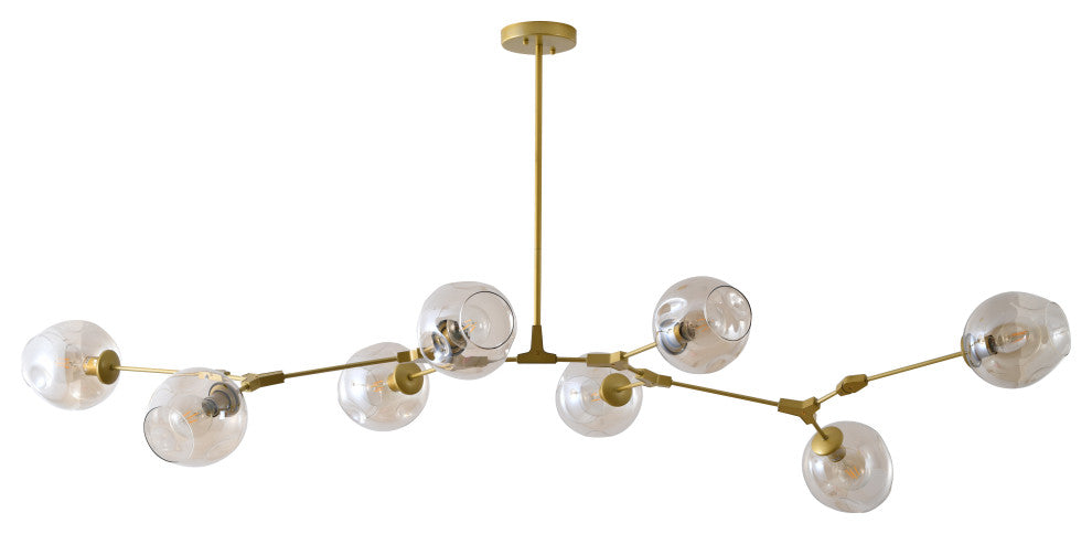 Black Metal Chandelier With Smoke Glass Shades, Gold