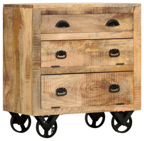 vidaXL Side Cabinet Chest of Drawers Sideboard with Wheels Solid Mango Wood