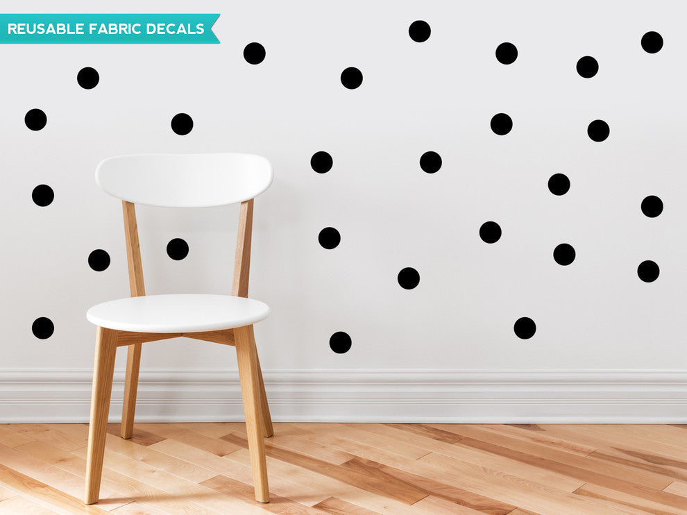 Polka Dot Fabric Wall Decals, Set of 48, 2" Polka Dots, Black