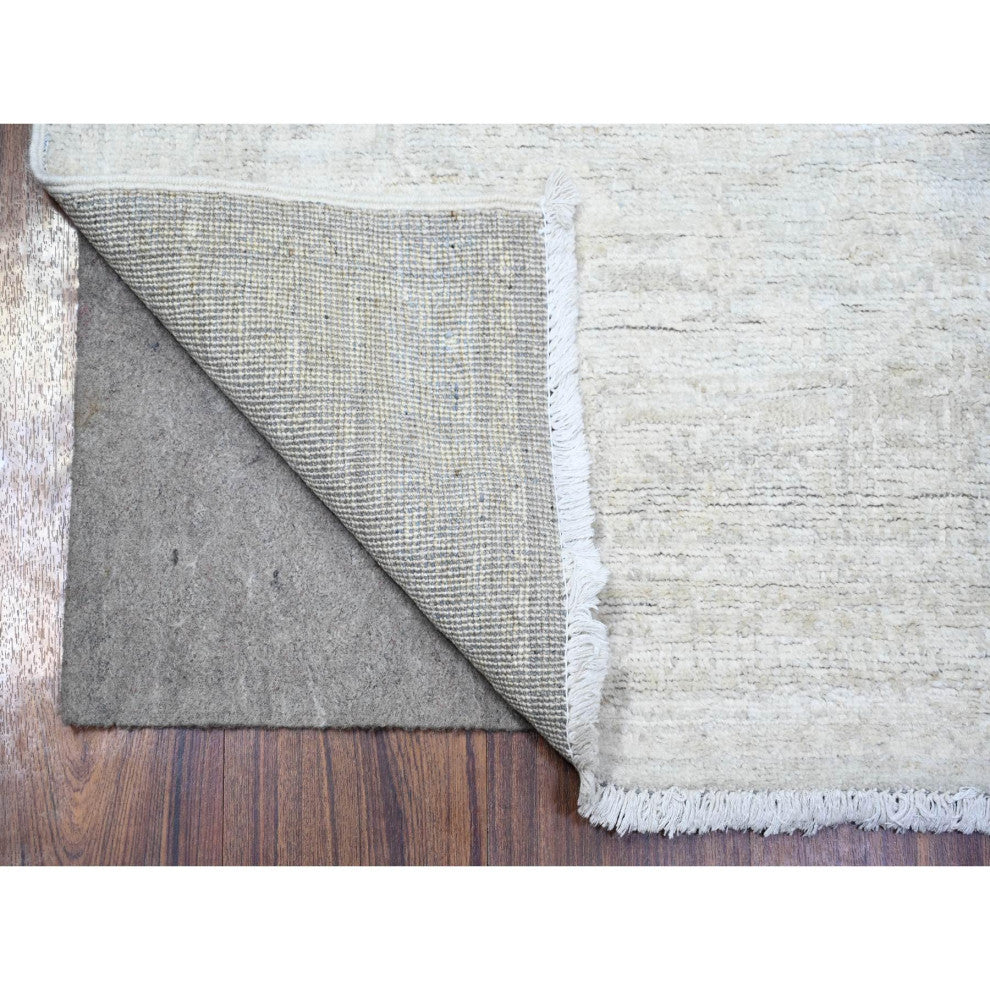 White Wash Peshawar Soft Wool Hand Knotted Runner Oriental Rug, 2'8"x11'