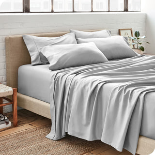 Bare Home Twin & Twin XL 5-Piece Microfiber Sheet Set, Light Gray, Twin