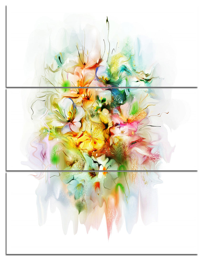 Yellow Watercolor Flowers, Floral Triptych Canvas Art Print, 28x36, 3 Panels