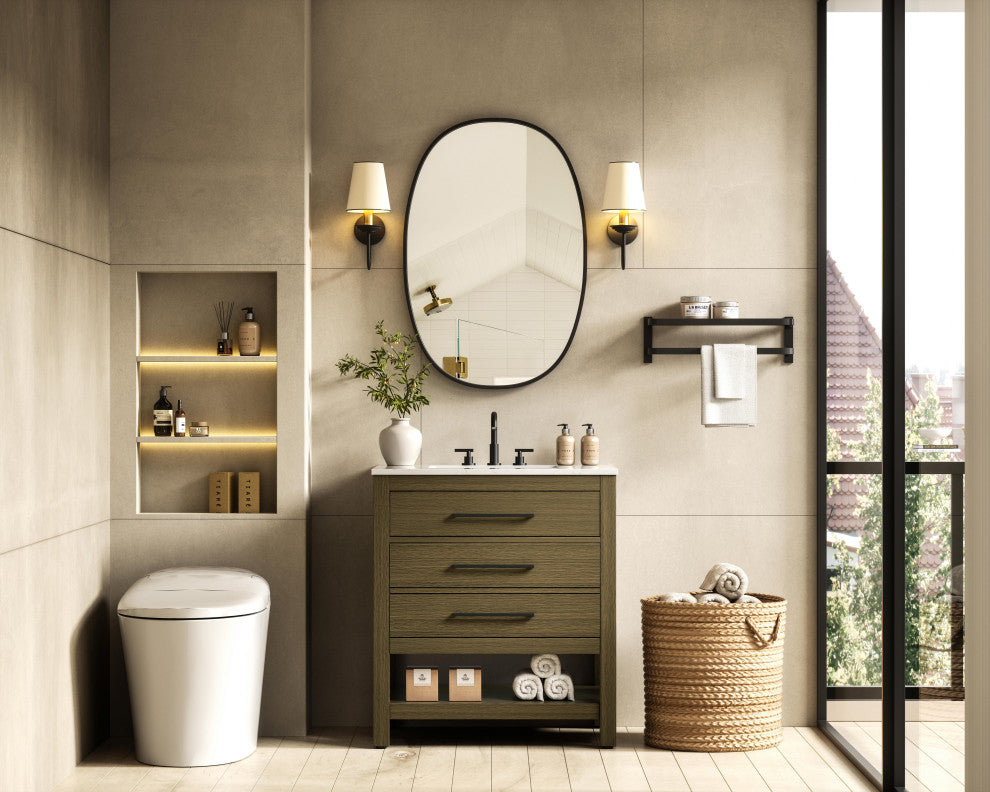 Home Living 30" Single Bathroom Vanity, Chestnut Brown
