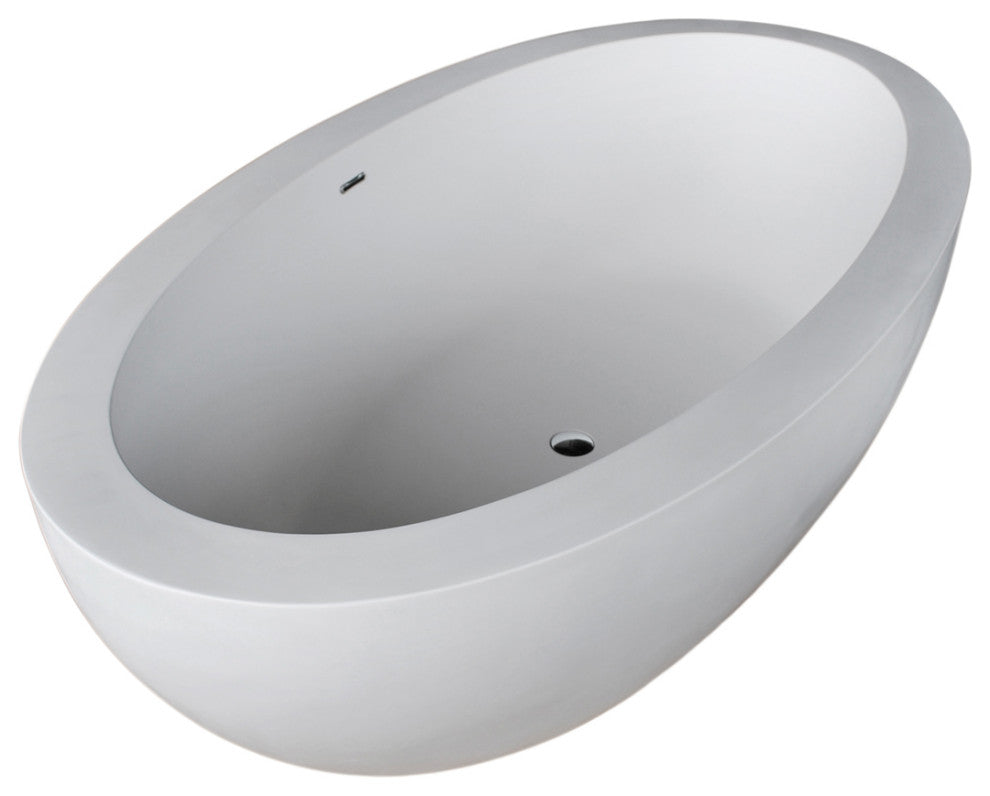 ANZZI Kekehun 6.3-ft Solid Surface Freestanding Tub, Matte White