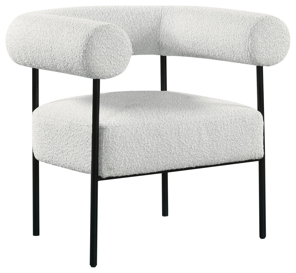 Blake Boucle Fabric Upholstered Accent Chair, Cream