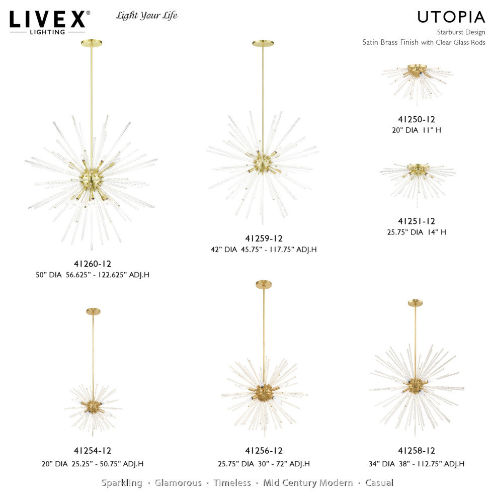 Livex Lighting 41259 Utopia 12 Light 42"W Sputnik Chandelier - Polished Chrome