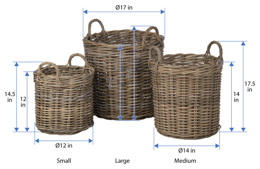 Nusa Round Kobo Basket, Gray-Brown, Small