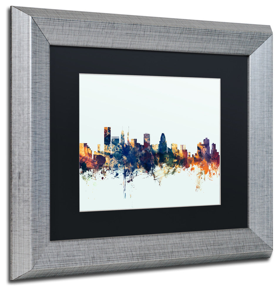 Michael Tompsett 'Baltimore MD Skyline Blue' Matted Framed Art, 11x14
