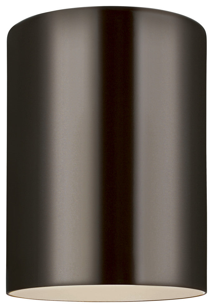 Outdoor Cylinder 1-Light Outdoor Ceiling Flush Mount, Bronze