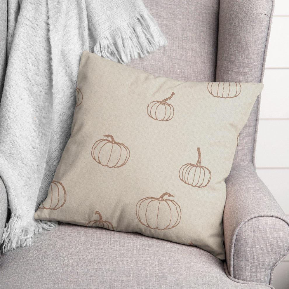 Dusty Rose Mini Pumpkin Pattern 18x18 Spun Poly Pillow