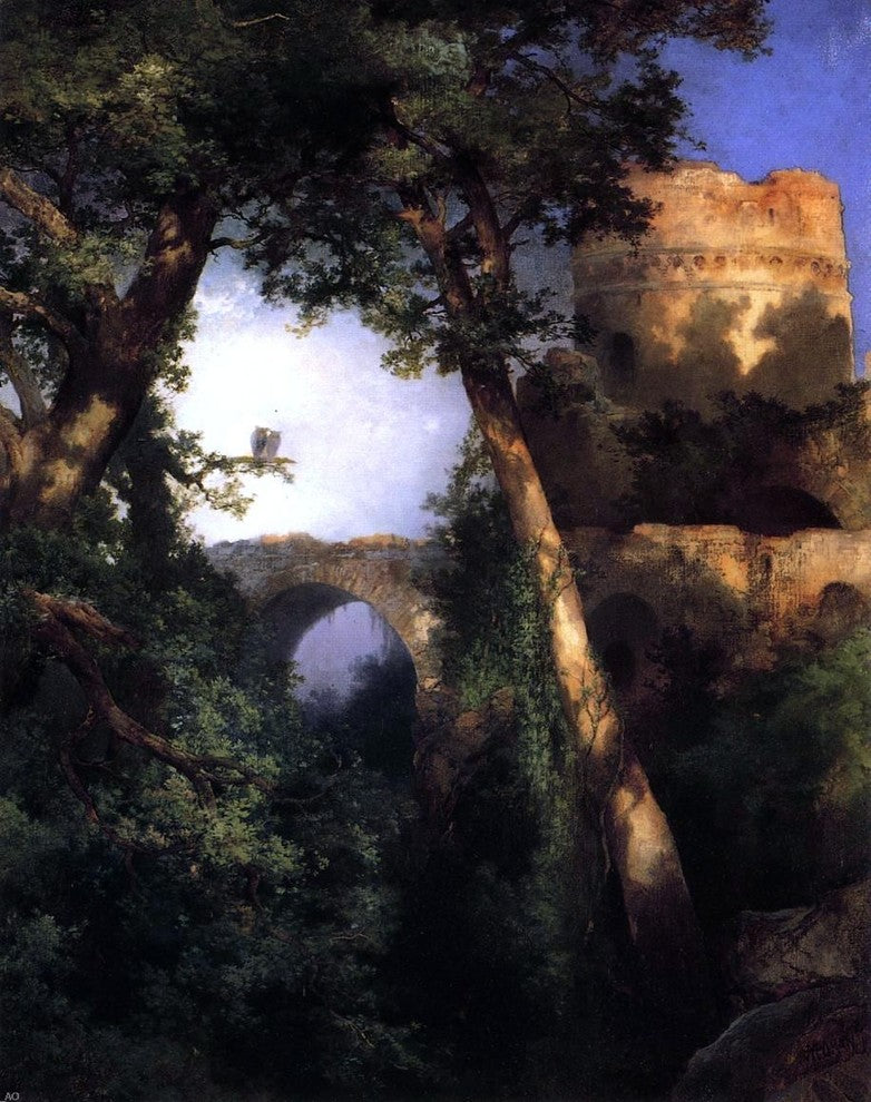 Thomas Moran Two Owls, 20"x25" Gallery Wrapped Canvas Print