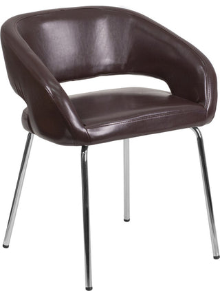 Fusion Series Contemporary Brown Leather Soft Side Chair