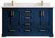 Boston 60 Double Bathroom Vanity in Navy Blue 1.5" White Quartz
