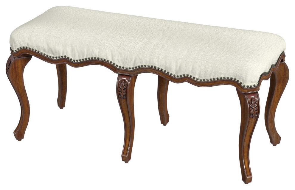 Michelline Upholstered 42"W Bench, Antique Cherry