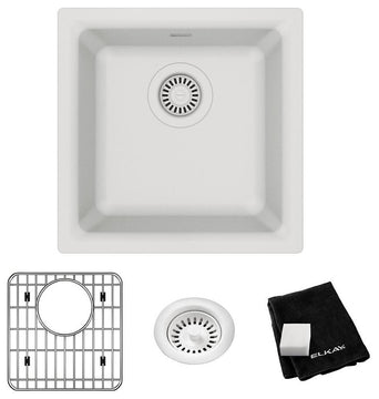 Elkay Quartz Classic Dual Mount Bar Sink Kit, White