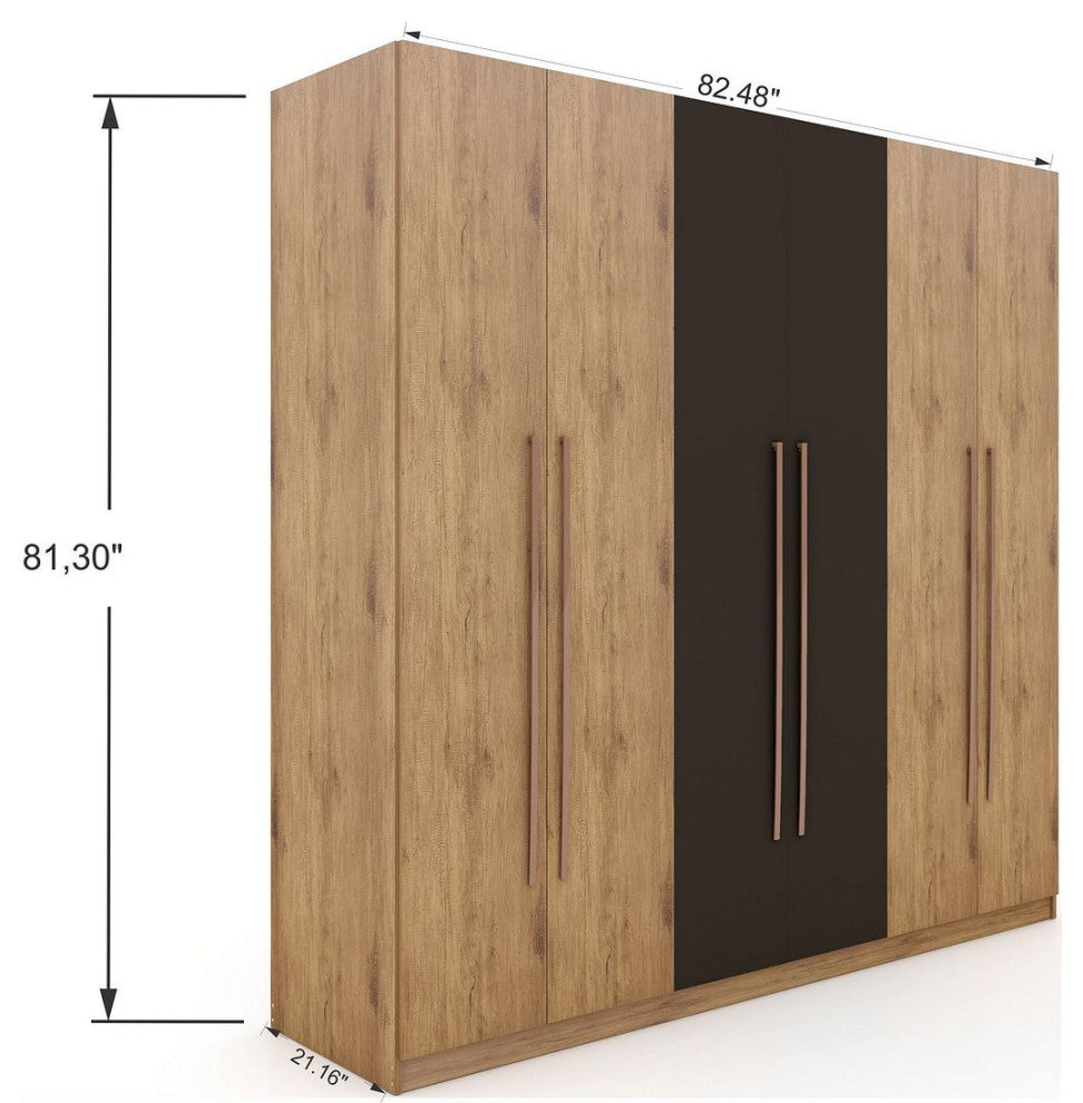 Gramercy Wardrobe Armoire Closet, Nature and Textured Gray
