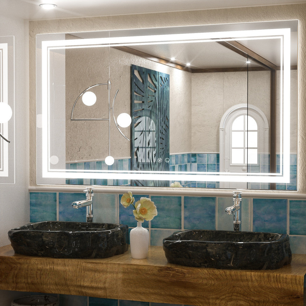 LED Bathroom Mirror, Anti-Fog Memory Dimmable IP54 Waterproof, 48"x30"