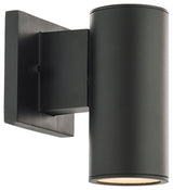 Cylinder LED Single Indoor/Outdoor Wall Light, Black, 8" Down or Up Light