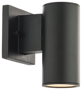 Cylinder LED Single Indoor/Outdoor Wall Light, Black, 8" Down or Up Light