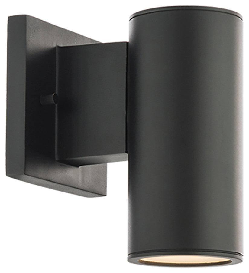 Cylinder LED Single Indoor/Outdoor Wall Light, Black, 8" Down or Up Light