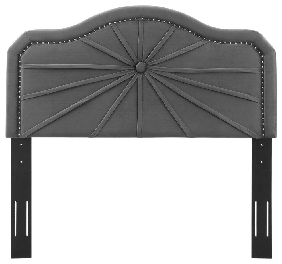 Headboard, Twin Size, Velvet, Dark Gray, Modern Contemporary, Bedroom