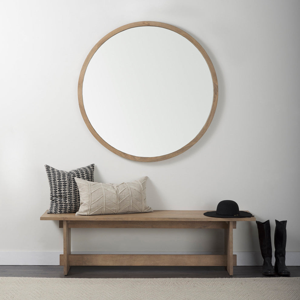 Aida Light Brown Solid Wood Dining Bench