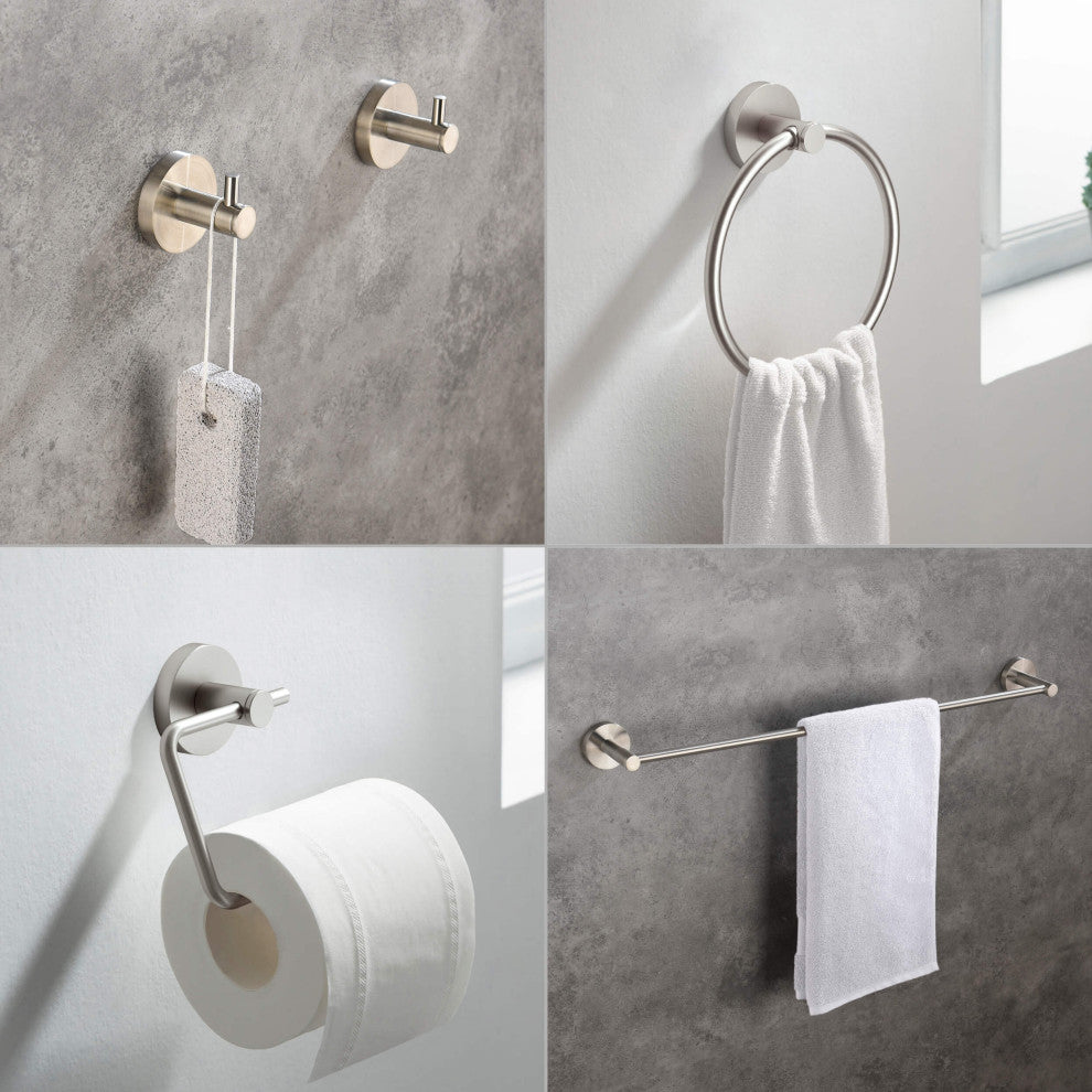 Circular 5-Piece Bathroom Hardware Set, Brushed Nickel