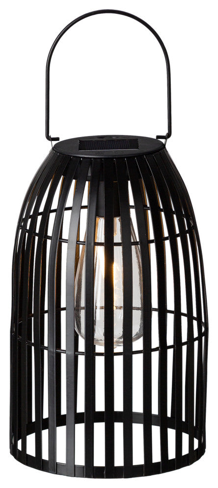9.75 Metal Woven Black Solar Powered Outdoor Hanging Lantern