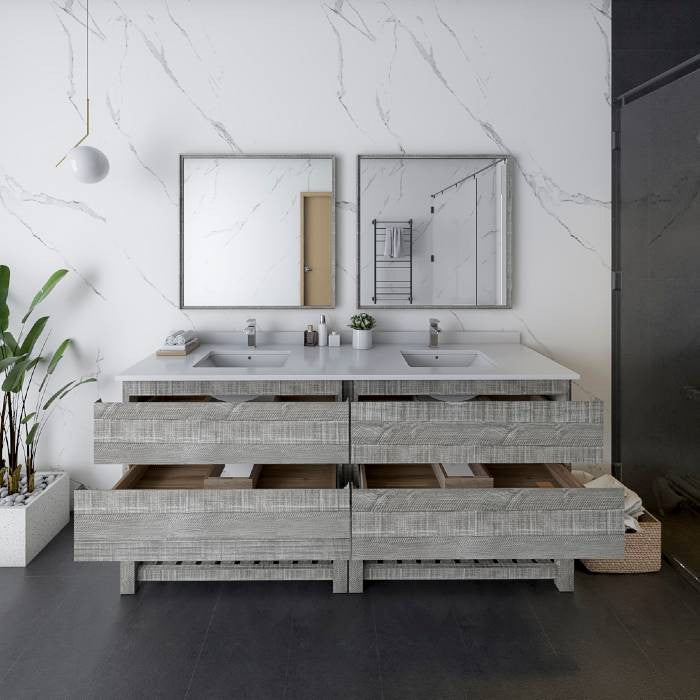 Fresca Formosa Modern 72" Ash Open Bottom Double Sink Bathroom Vanity