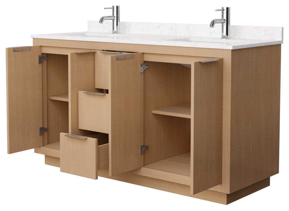 Maroni 60" Light Straw Double Vanity, LV Carrara Cultured Marble Top