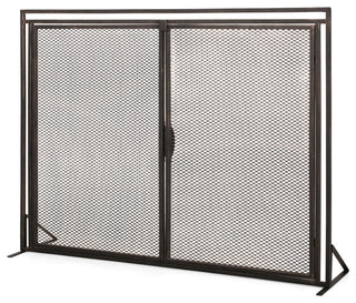 Samantha Iron Fireplace Screen, Black Brushed Gold