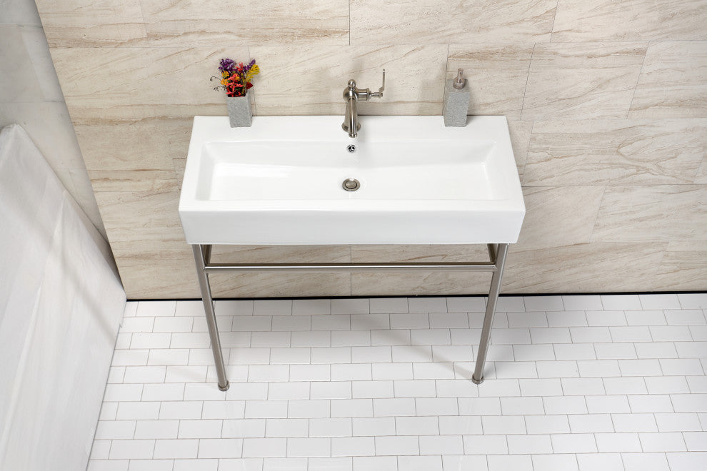 Fauceture VPB39178ST 39" Porcelain Console Sink, Legs, Single-Hole