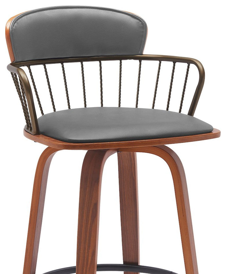 Willow Upholstered Wood Swivel Bar or Counter Stool